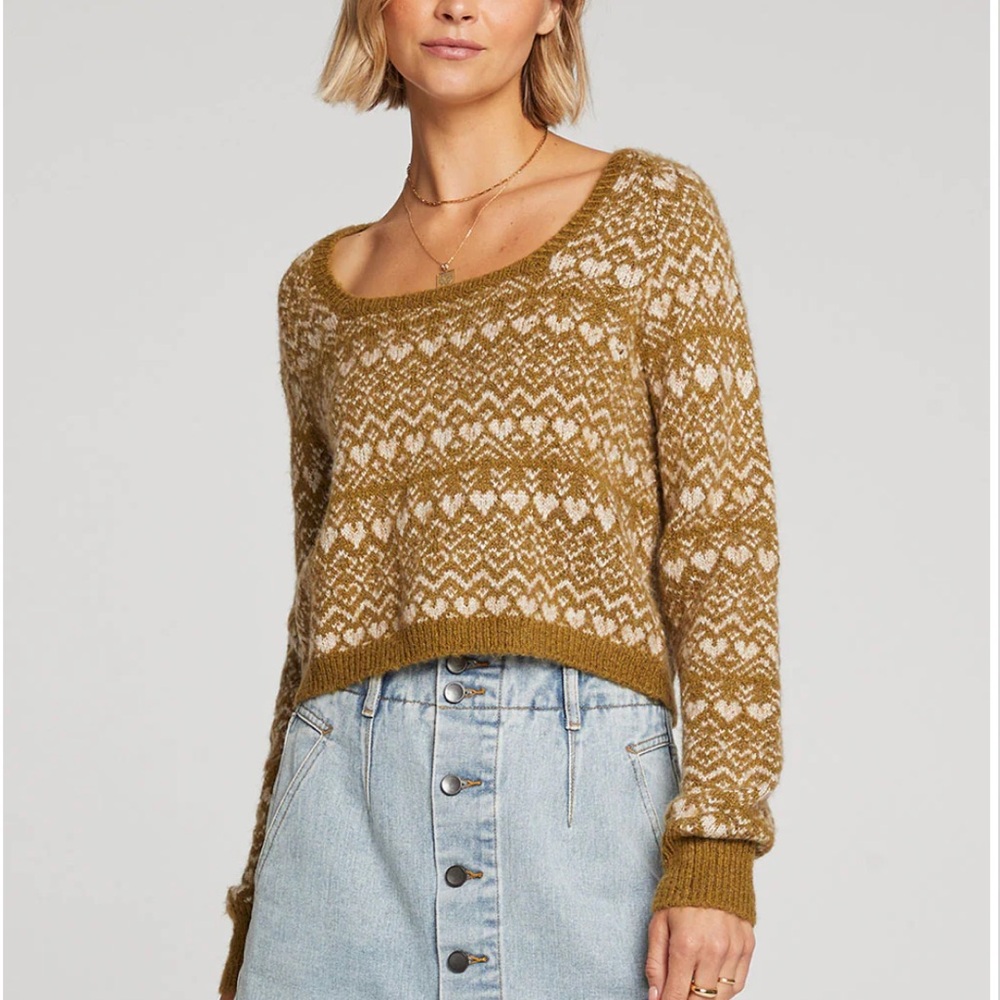 Last Call!! Saltwater LUXE Olive and Cream Patterned Sweater